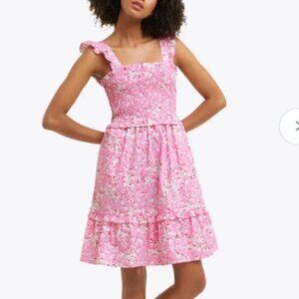 Draper James | 100% Cotton Smocked Pink & Red Mini Sun Dress | XXL